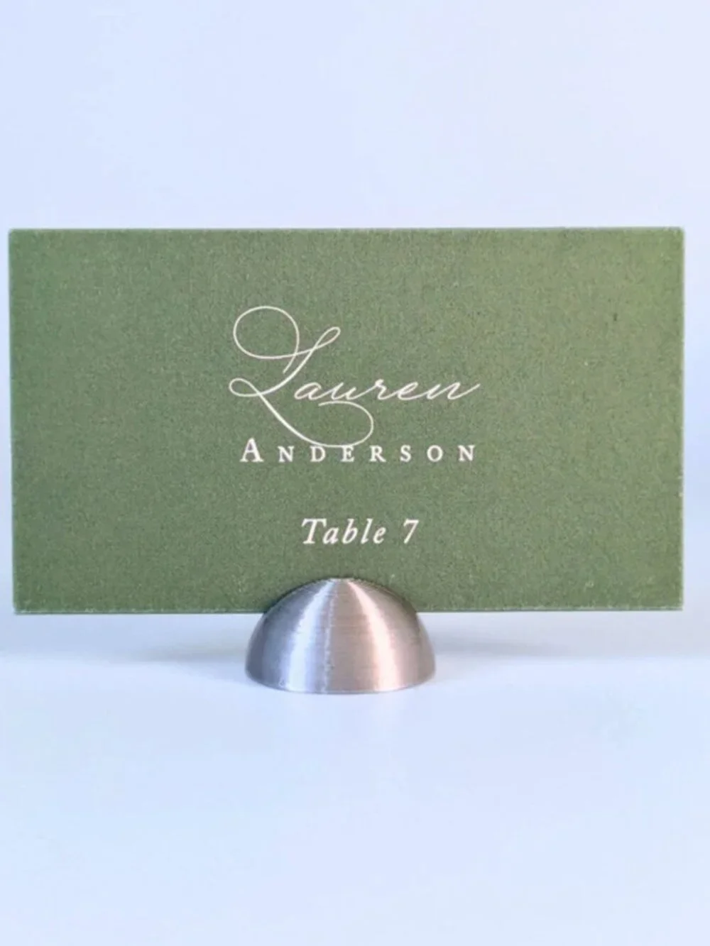 Minted Silver Color Dome Place Card Holders, Set of 25
